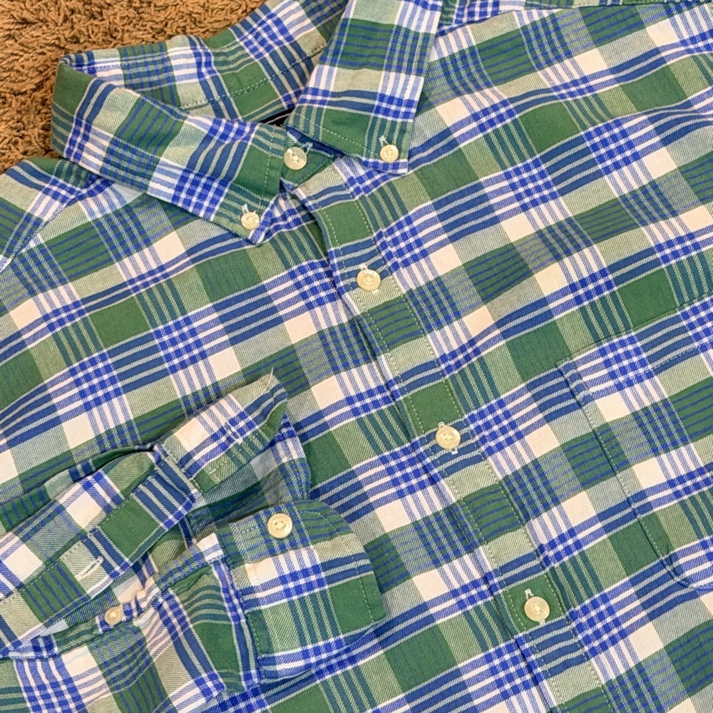 Vineyard Vines Shirt Mens XL Blue Plaid Slim Fit Whale Button Up Preppy L/S